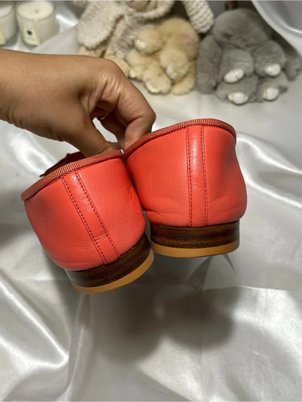 Chanel pink Red Leather Ballet Flats - Classic CC Bow